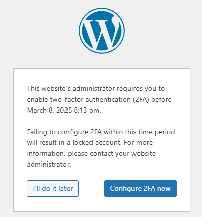 WP 2FA Software - WP 2FA configuration