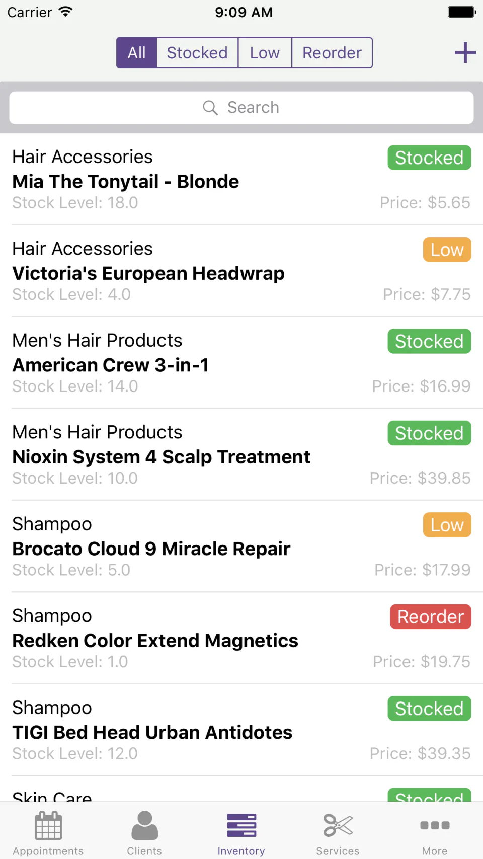 Track inventory stock