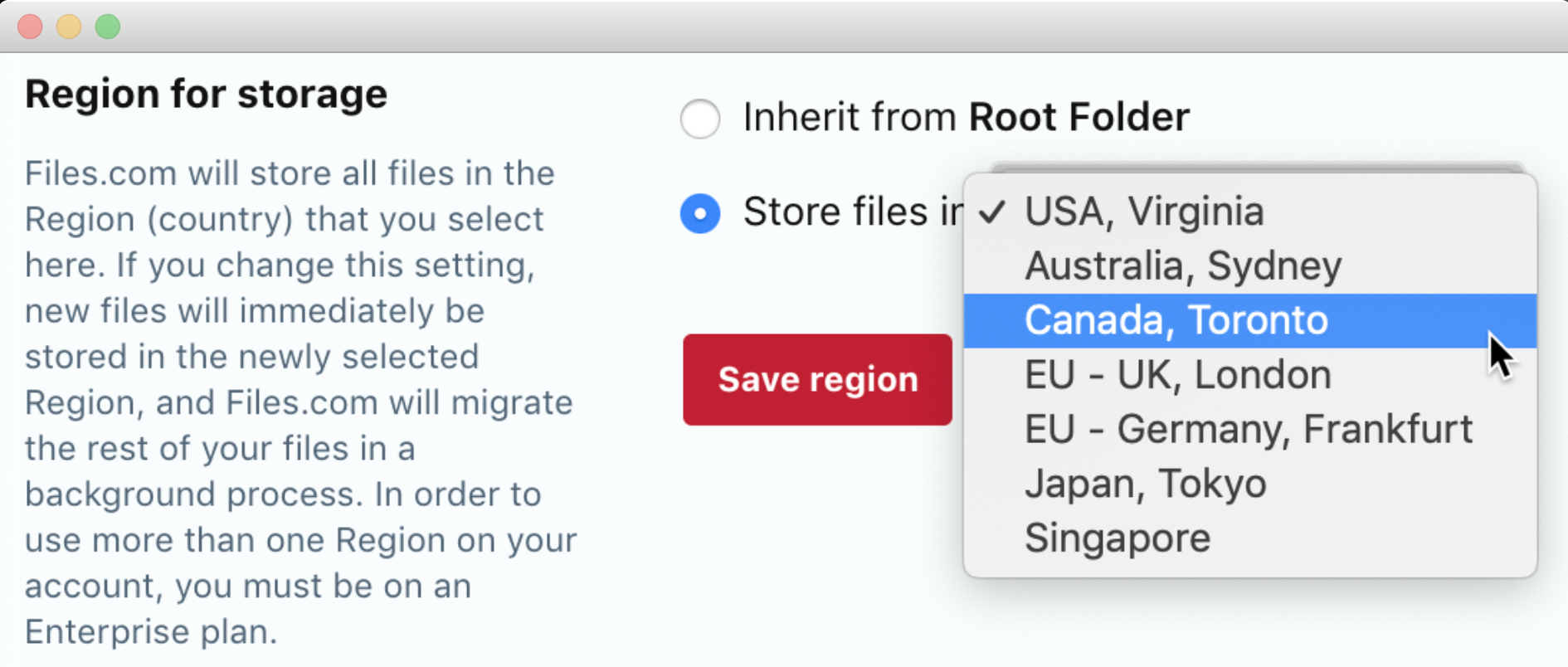Regional Storage