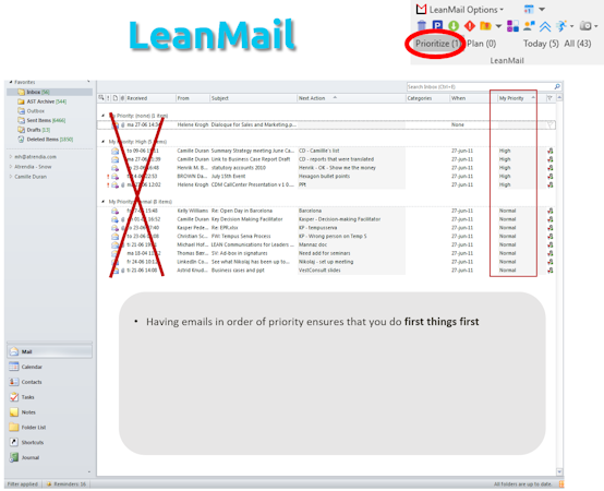 LeanMail screenshot: LeanMail Prioritize