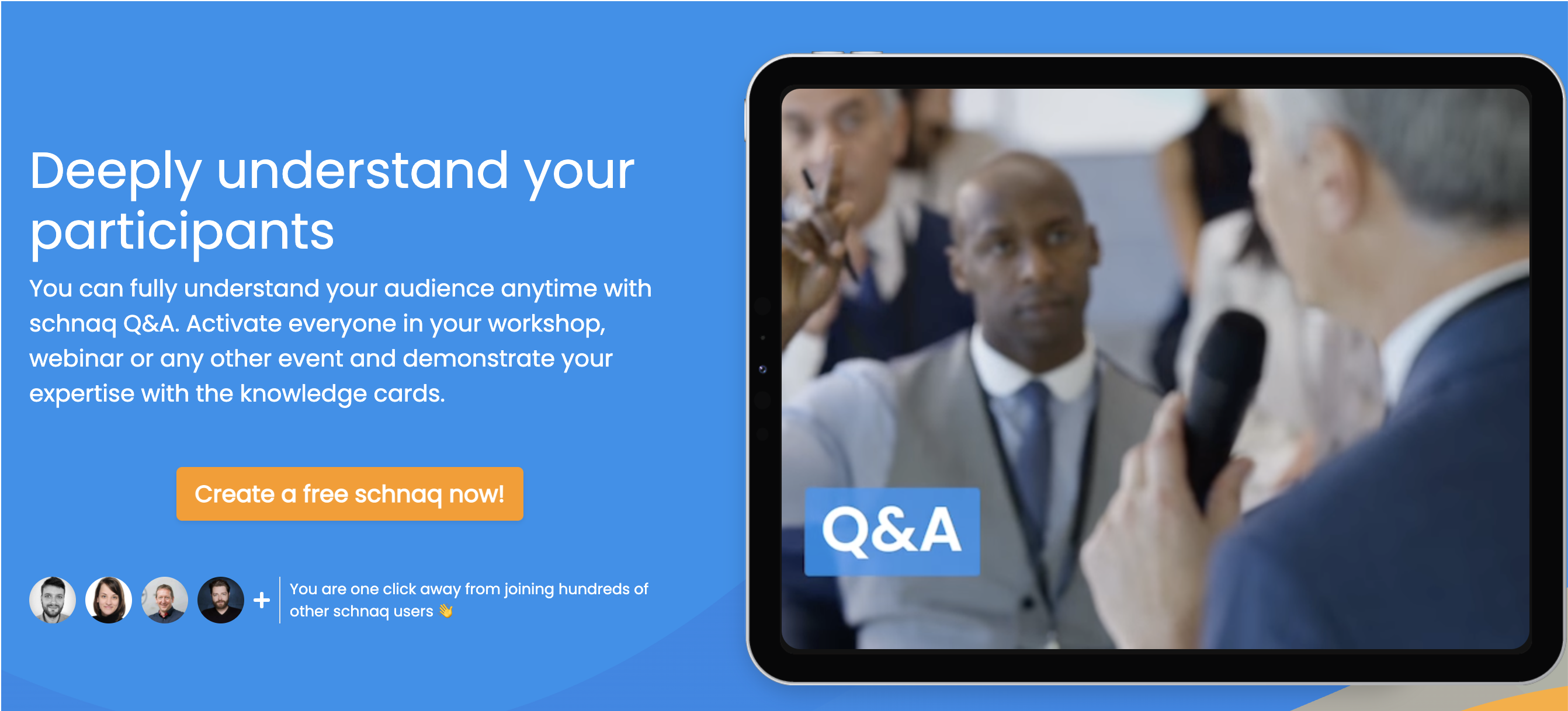 schnaq screenshot: Schnaq helps you and your audience to understand each other. Show your expertise to the world.