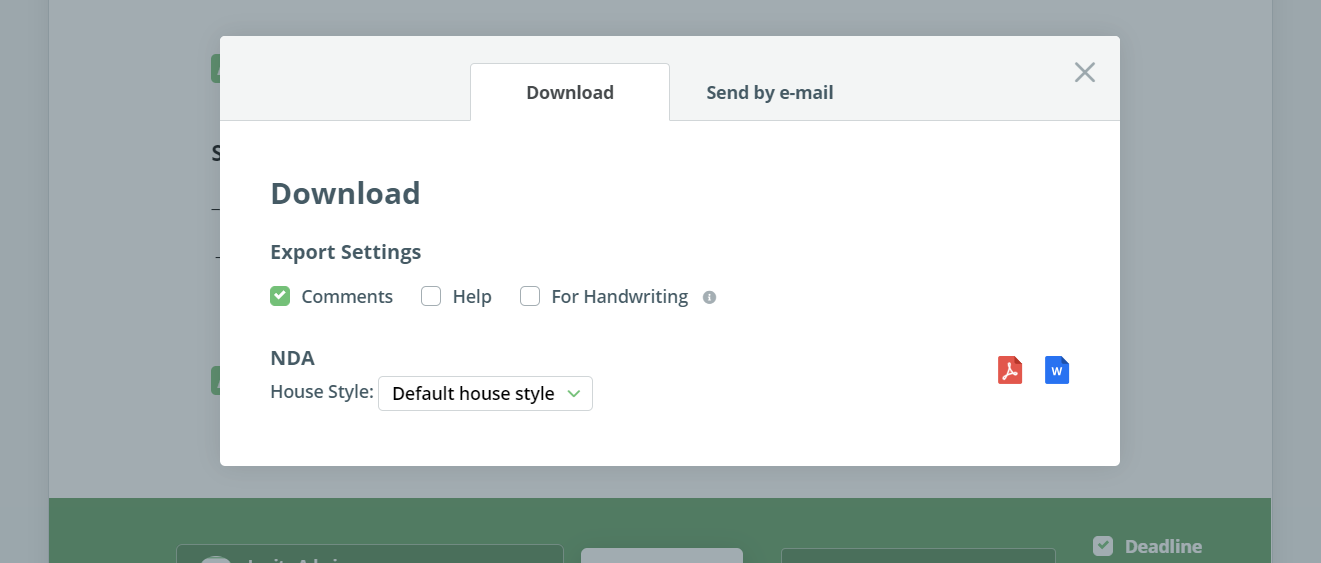 Documents can be exported in PDF and Word formats