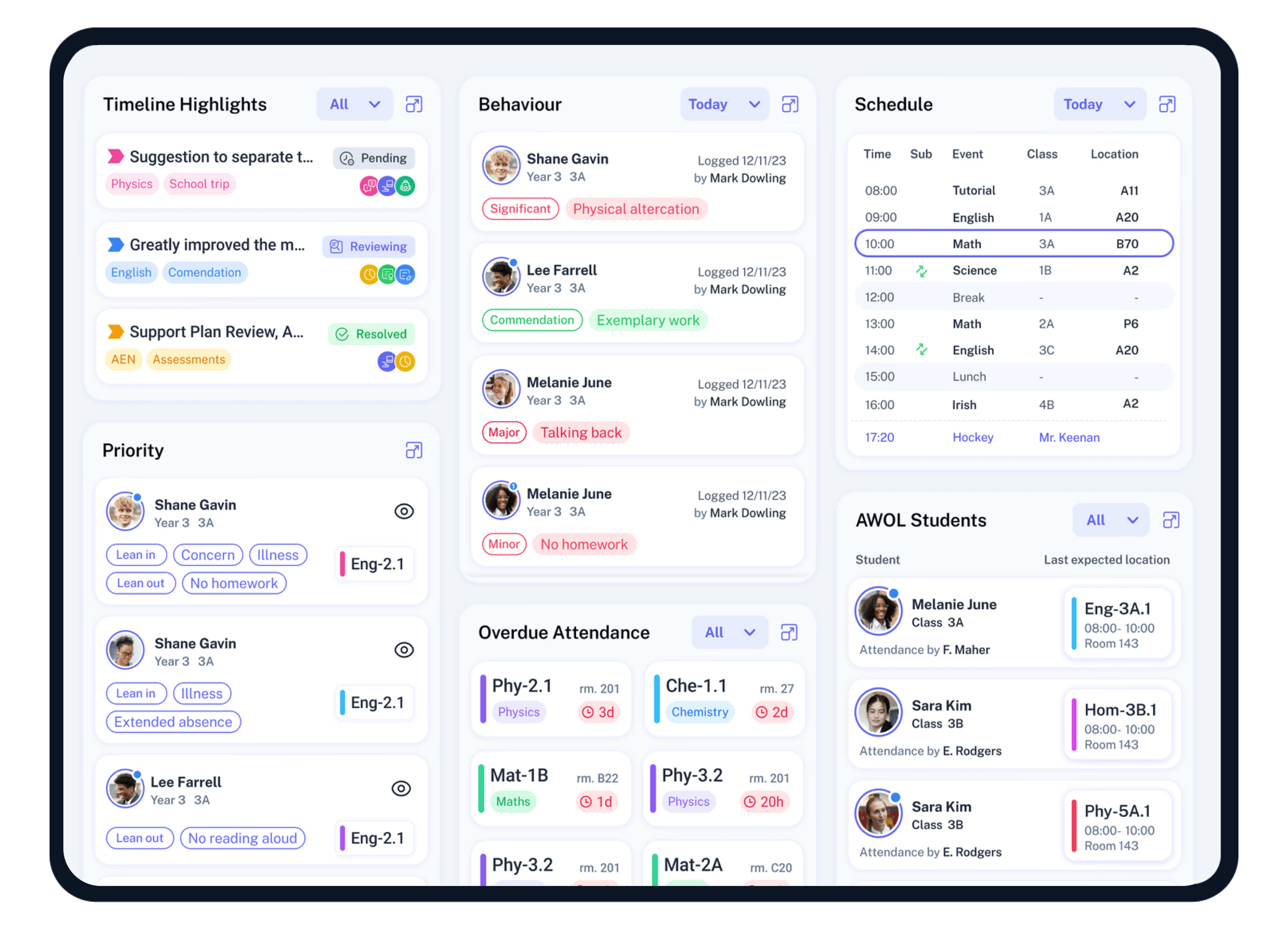 Tyro screenshot: The new way to manage schools.  Powerful, and constantly evolving. Give your staff the tools to better manage students.