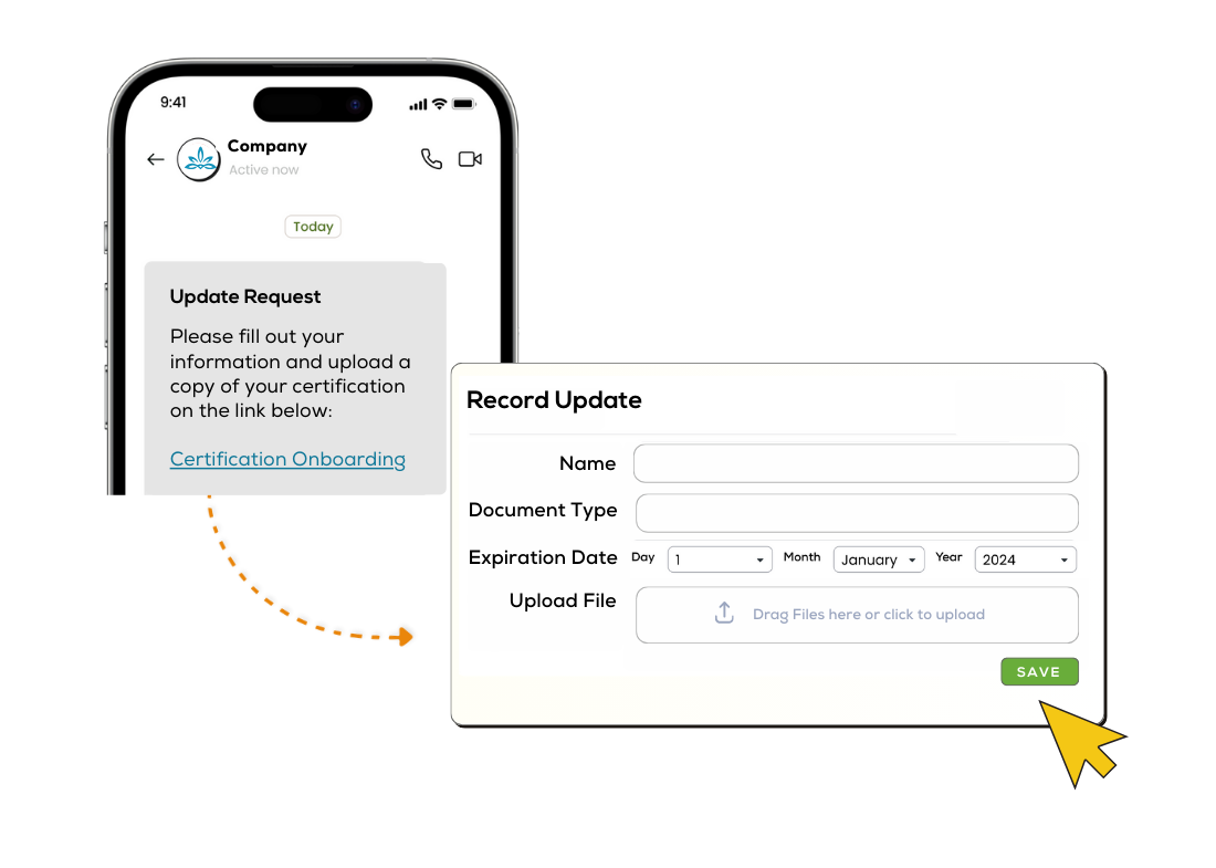 Expiration Reminder Software - Employee Self-Updates:
Empower your team to self-onboard and manage their own records, reducing admin tasks and boosting efficiency.