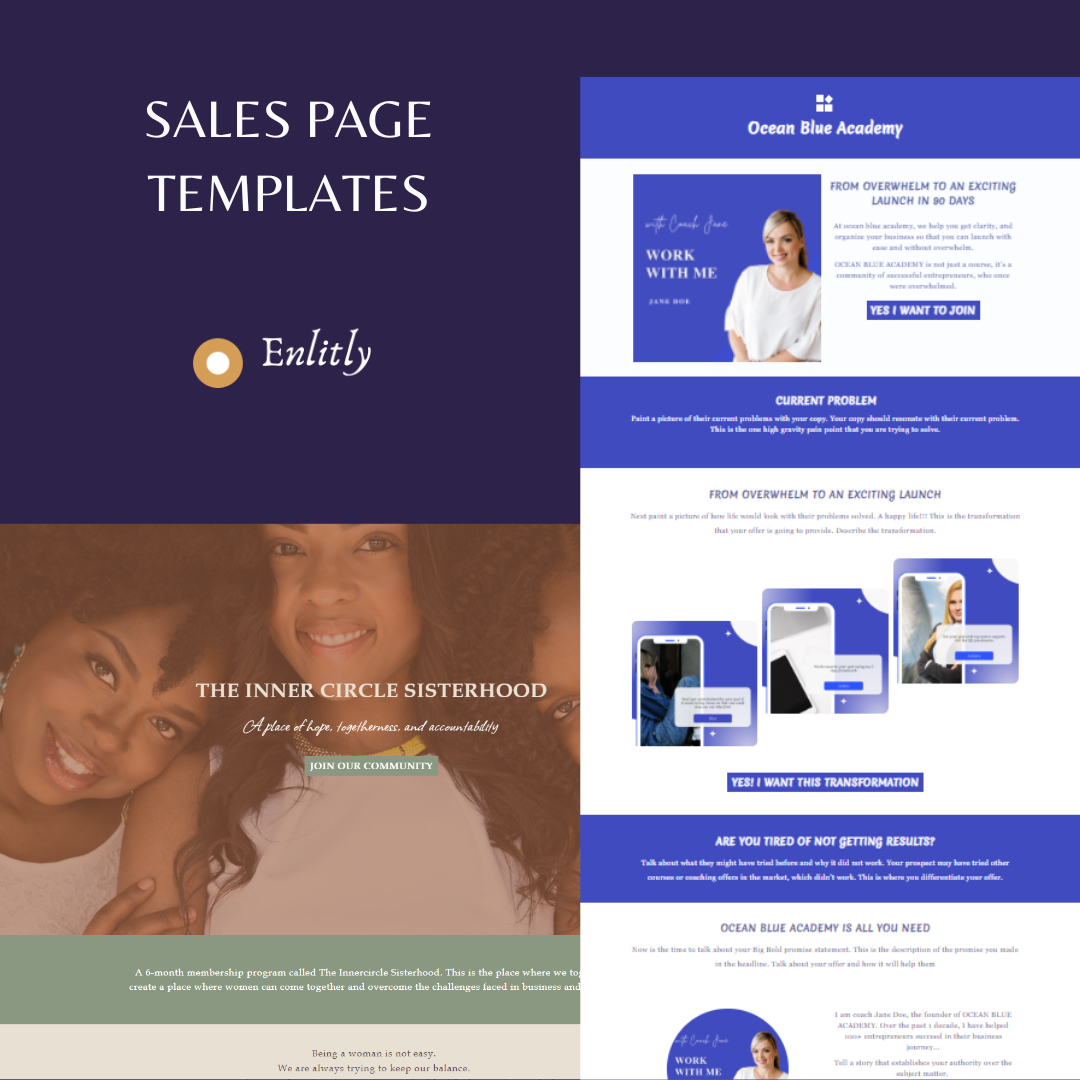 Ready to go Sales page templates