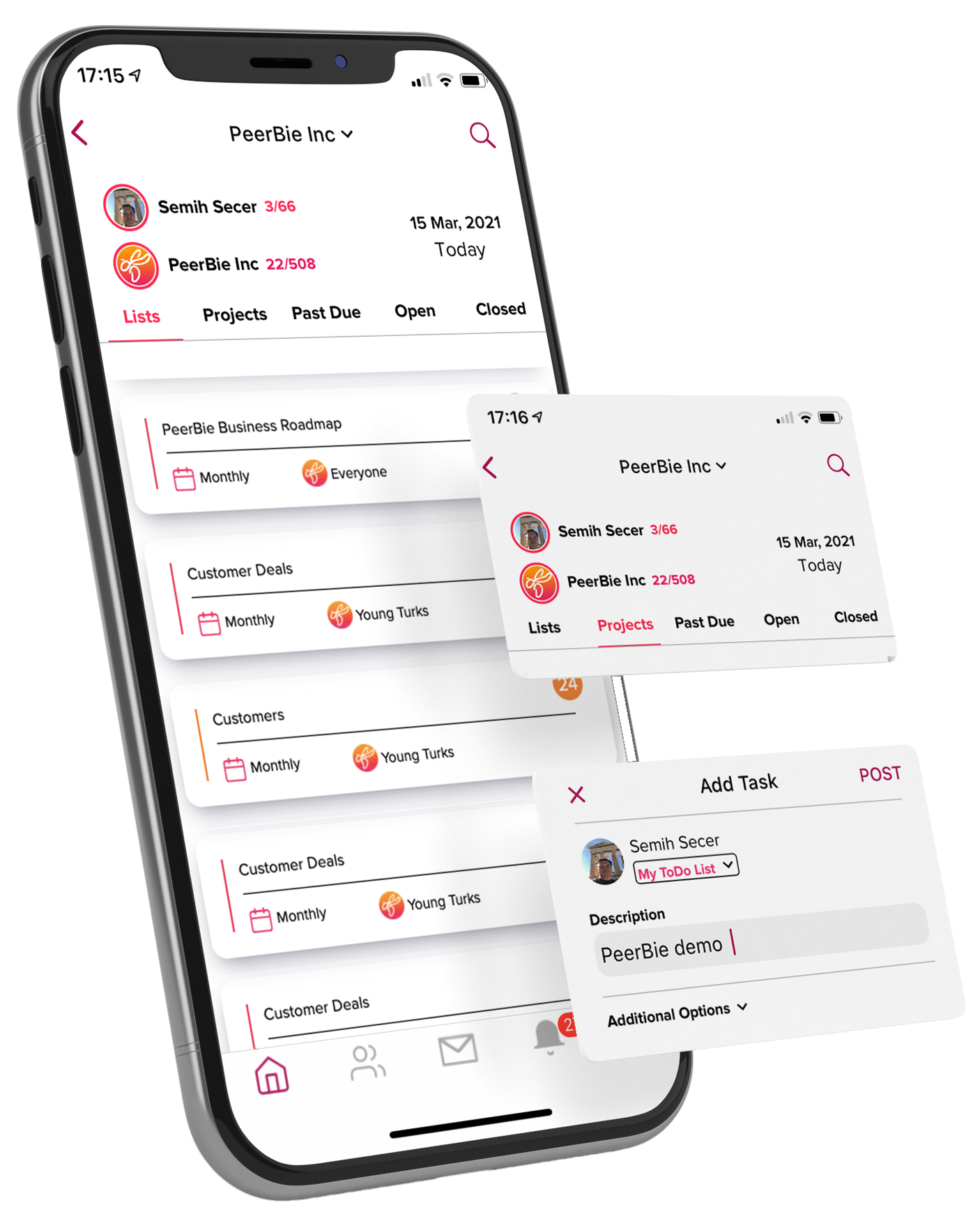 PeerBie mobile interface