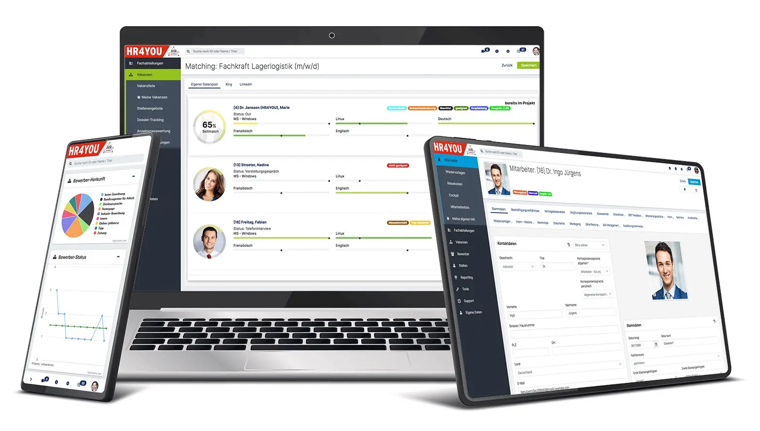 HR4YOU screenshot: Our software works on all web-enabled devices and includes not only applicant origin tracking, applicant matching but also applicant management. 