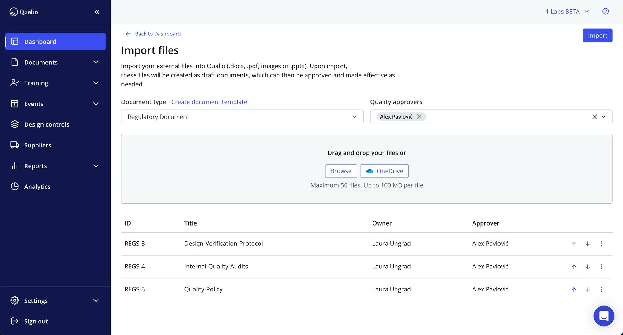 Qualio -ohjelmisto – 1
