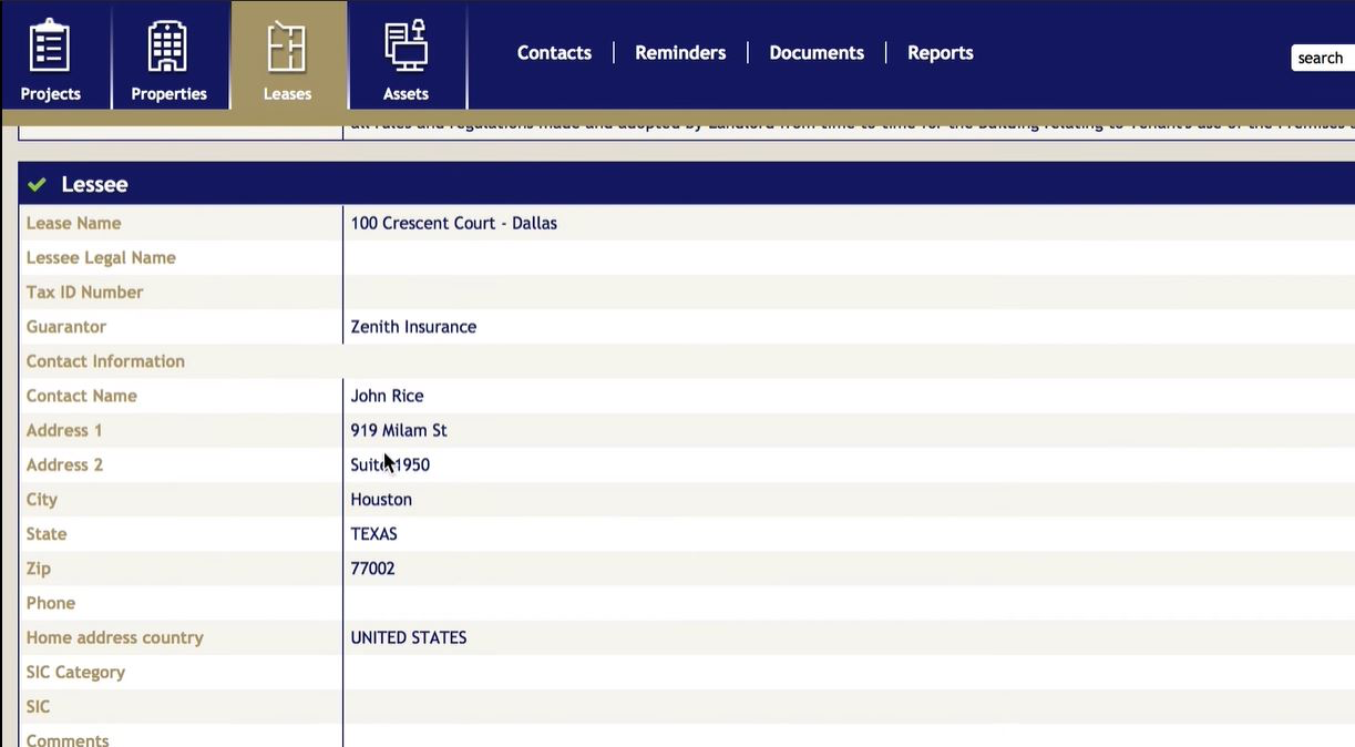 Quarem Vantage Software - Quarem lease details