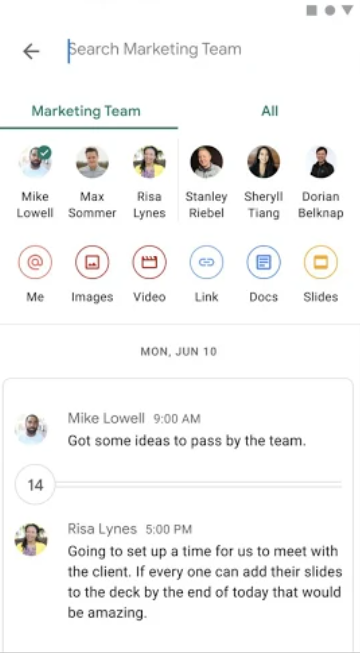 Google Chat search functionality