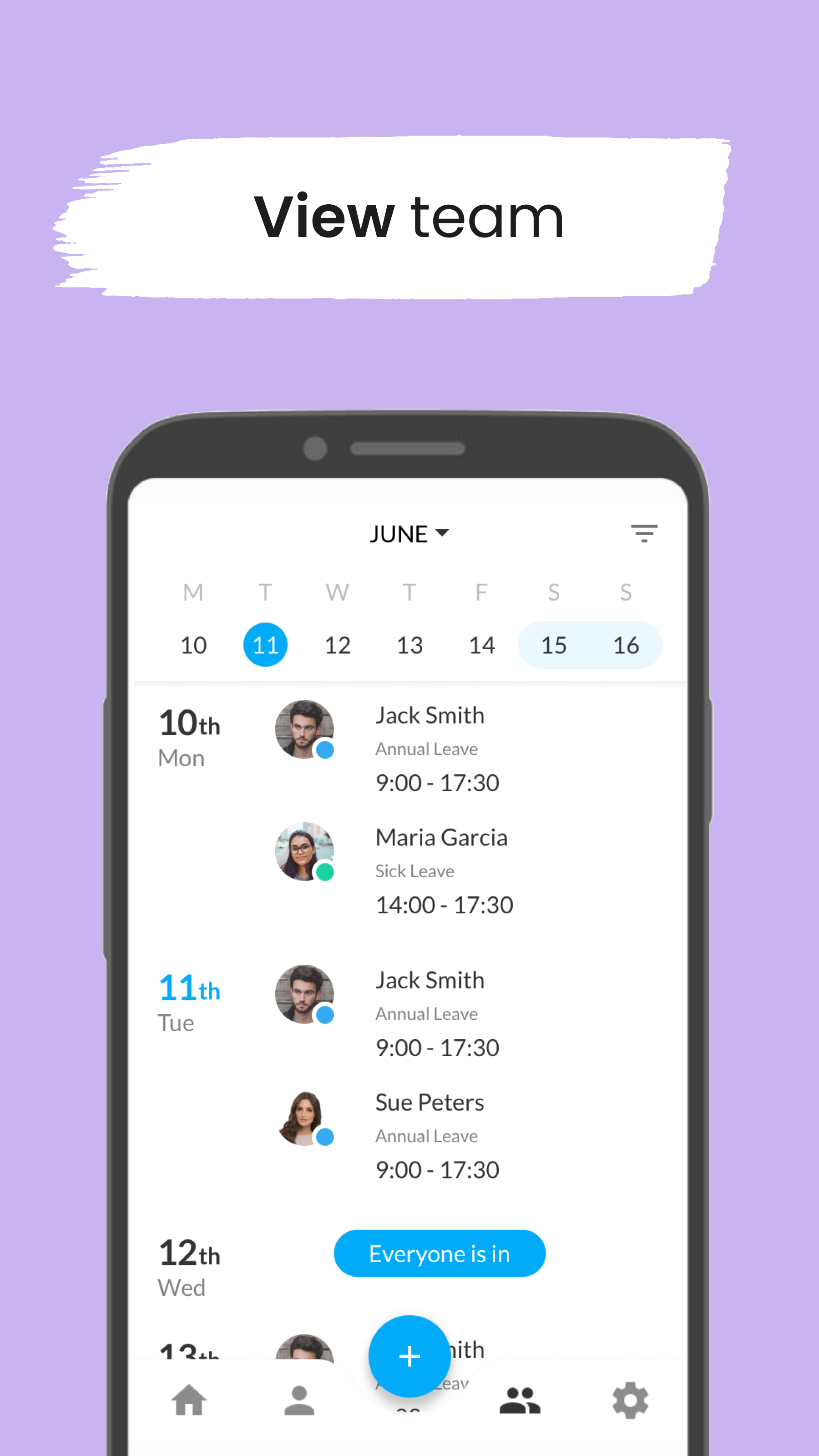 See your team's calendar on mobile