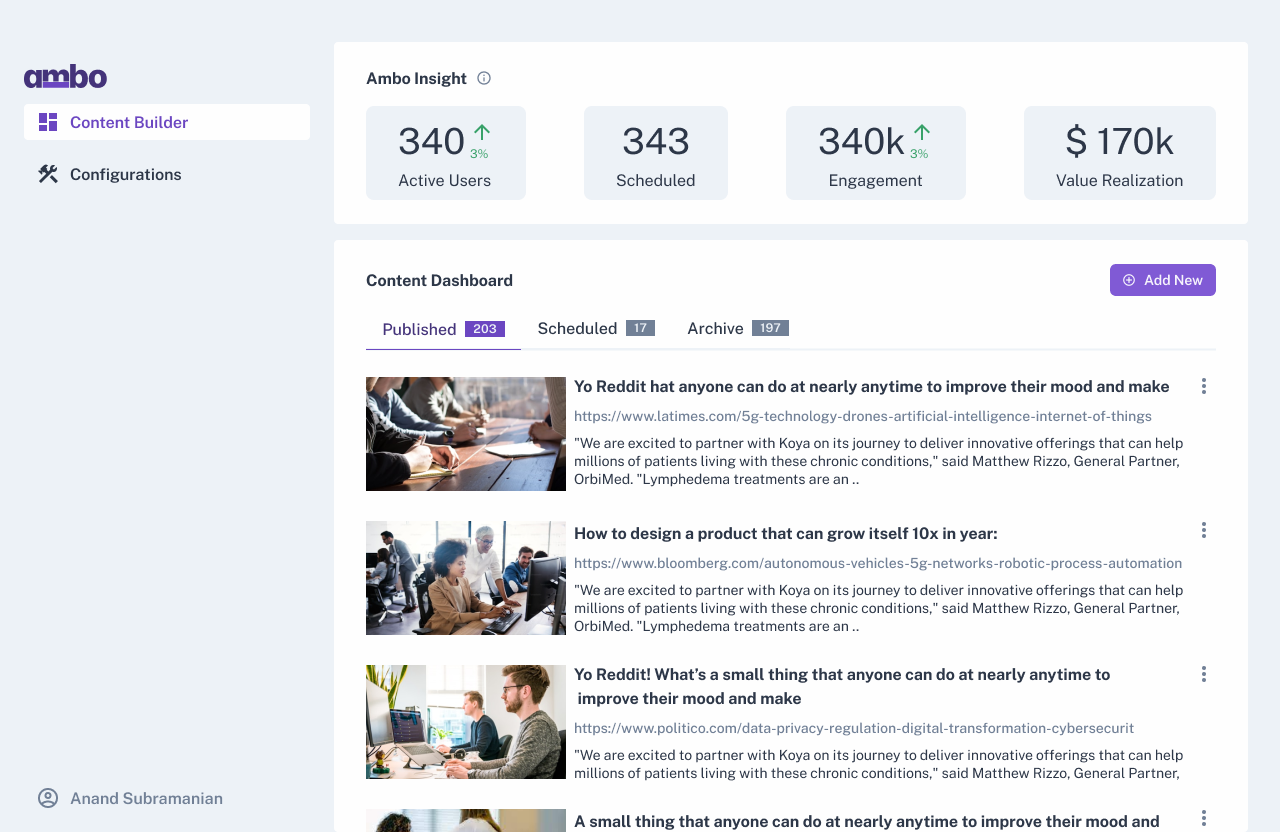 Ambo screenshot: Ambo advocate view