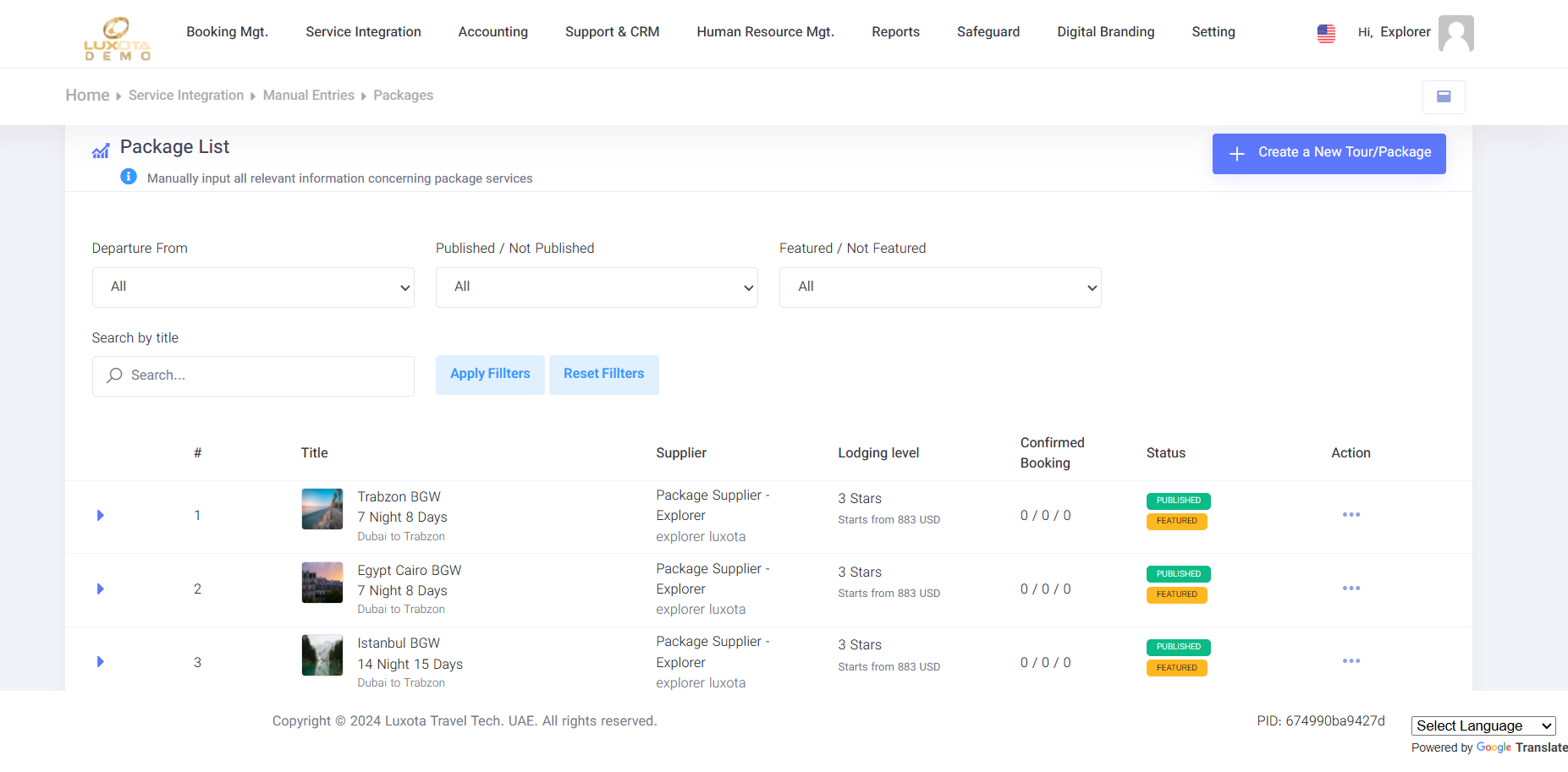 Luxota screenshot: Luxota search packages