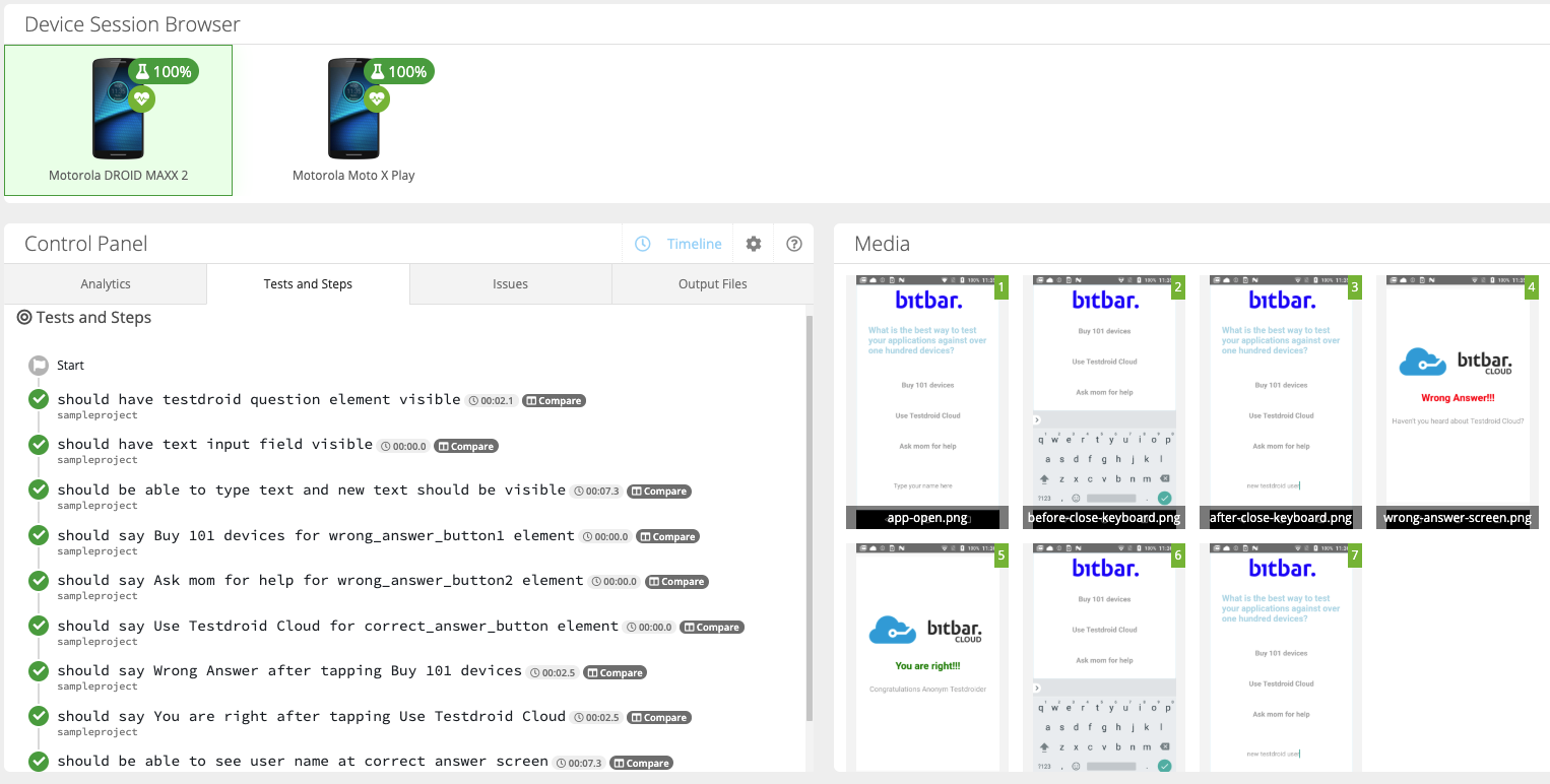 BitBar Software - Test outcomes