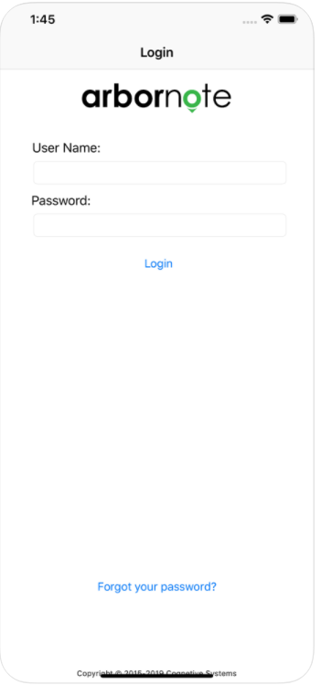 ArborNote login page