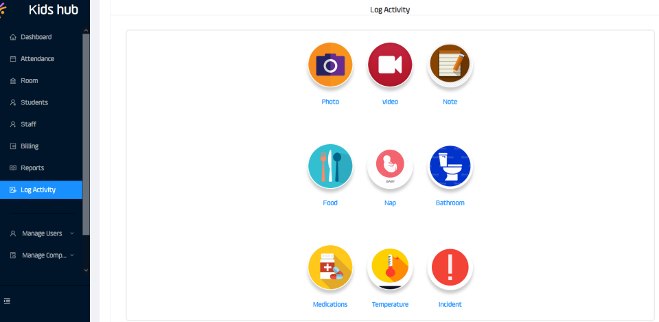 Kids Hub Software - Kids Hub activities log