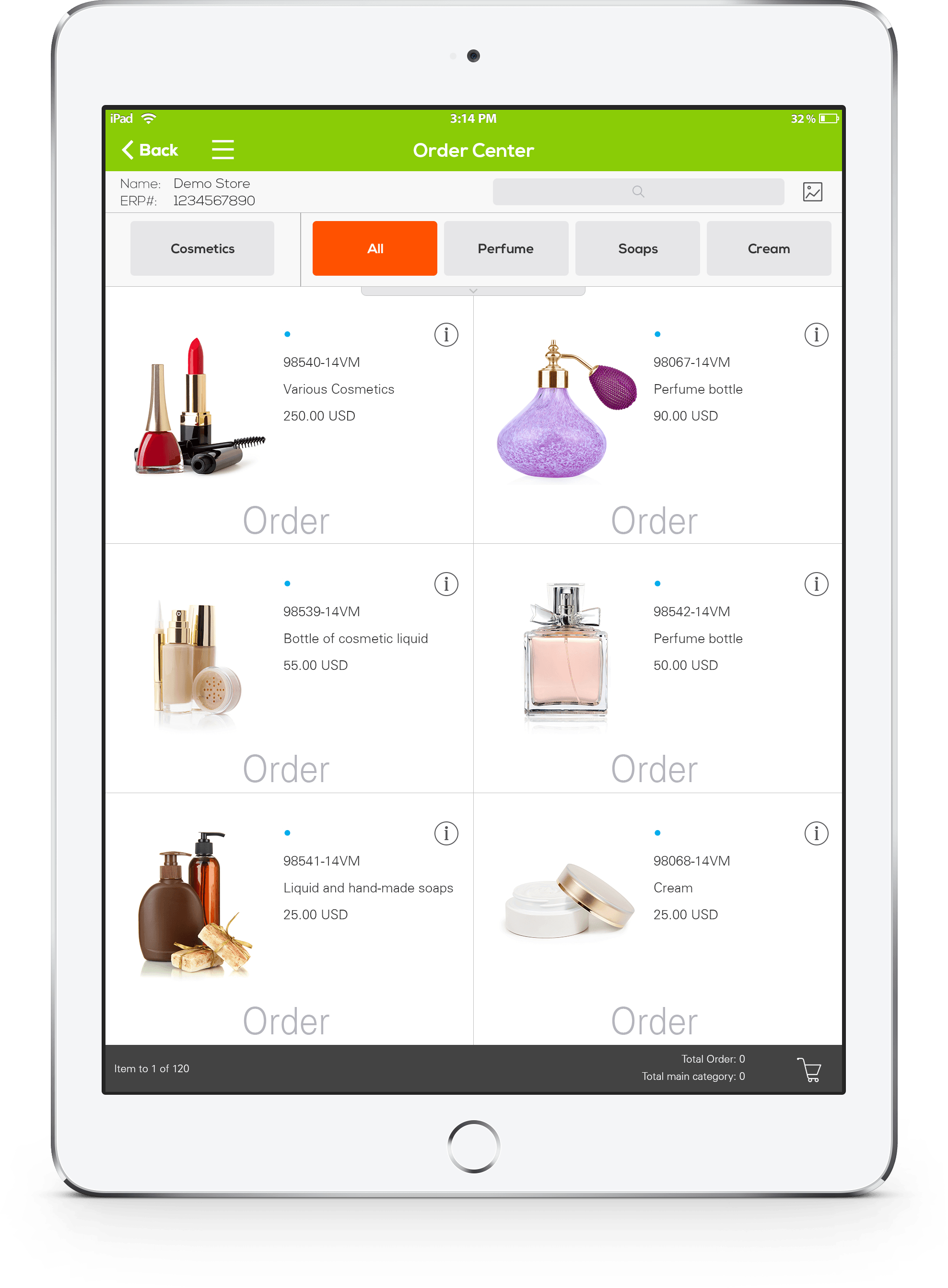 Mobile order taking - iPad/Tablet