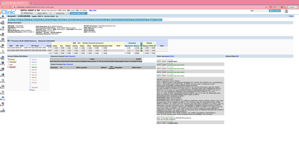 iClinic  screenshot: iClinic billing details