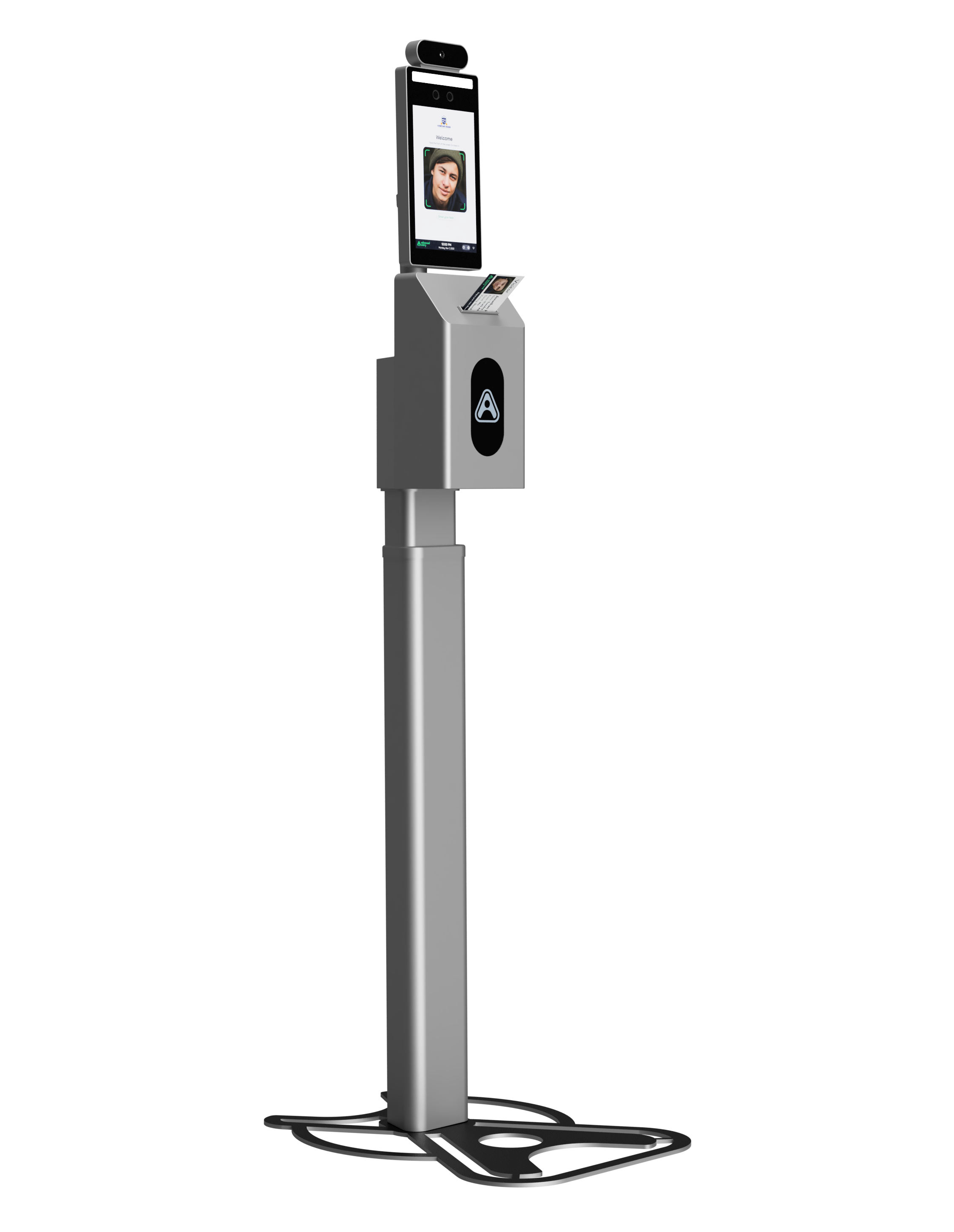 Advanced Entry screenshot: Our Advanced Entry Management system kiosk features facial recognition, Google reviews integration, touchless response, badge printing, and more for a seamless and secure access control experience.