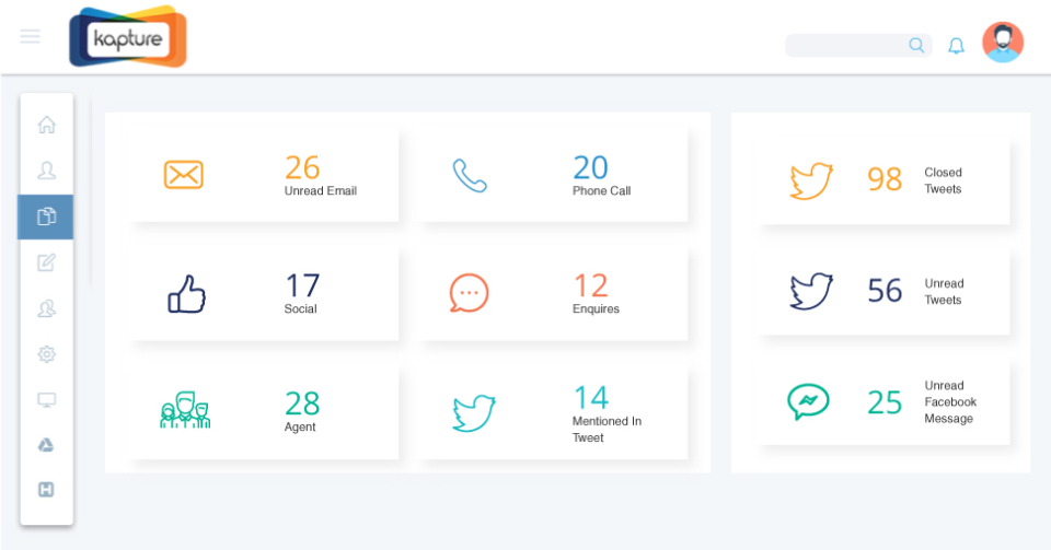 Kapture CRM omni-channel support screenshot