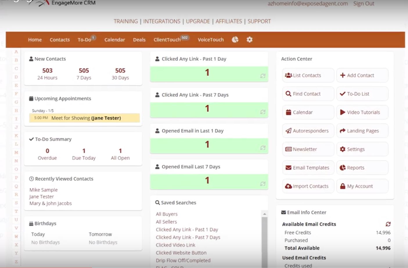 EngageMore CRM dashboard