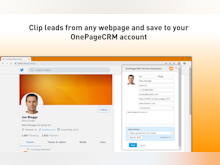 OnePageCRM Software - With the OnePageCRM Lead Clipper, you can instantly capture leads from any web page, social media channel or even email in just a few clicks. The leads will be automatically added to the CRM as contacts, ready to be actioned.