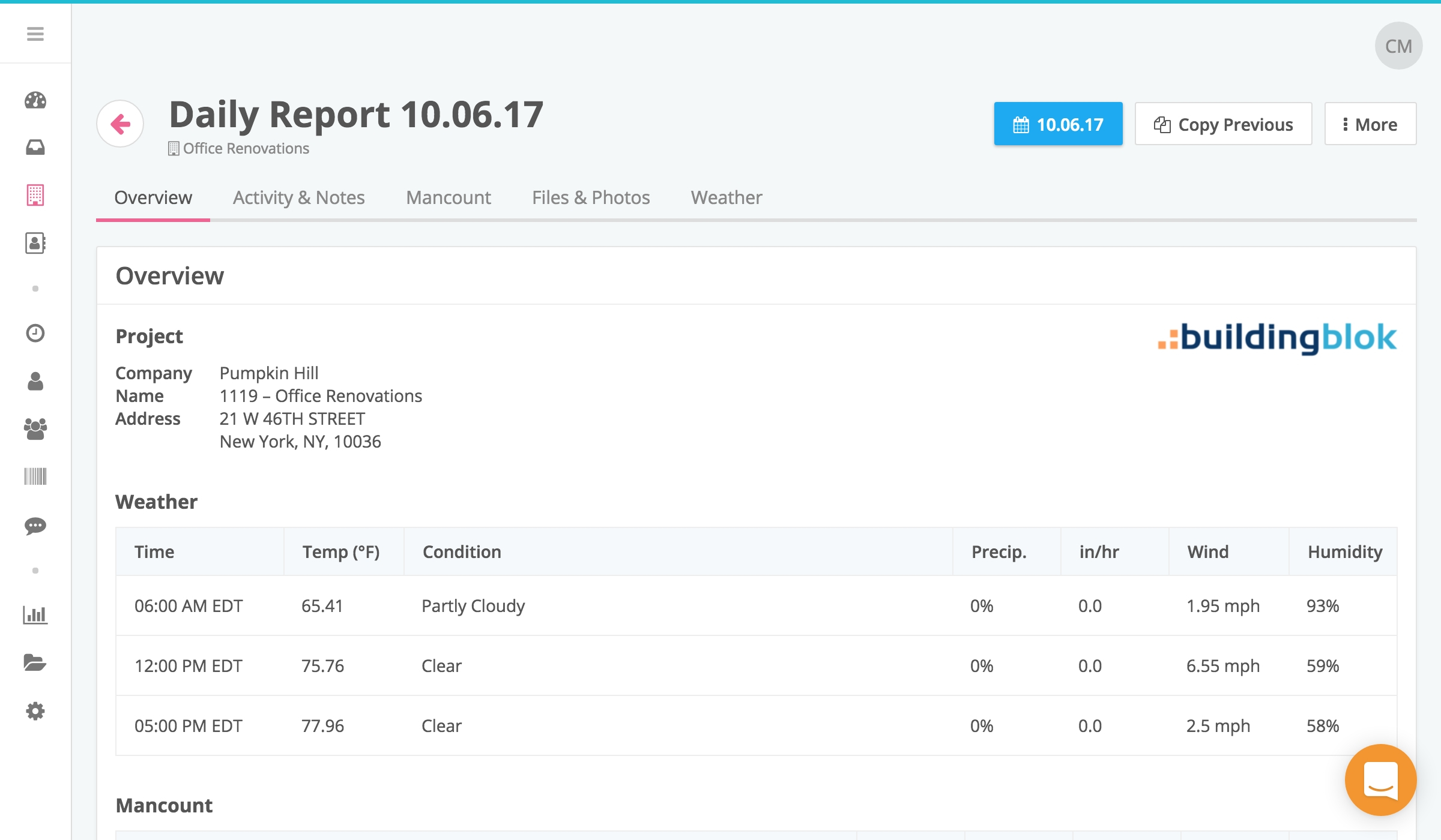 Daily reporting