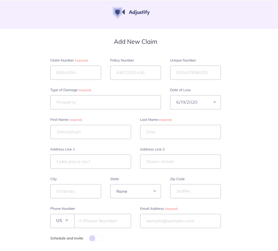 Adjustify screenshot: Adding New Claims