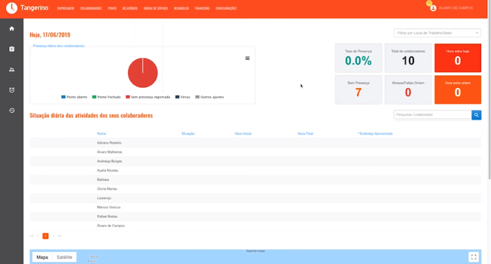 Tangerino screenshot: Home screen