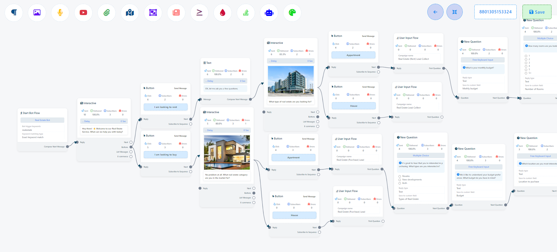 BotSailor screenshot: Visual Flow Builder