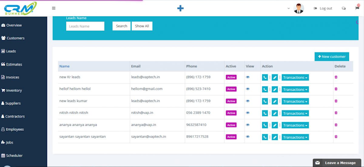 CRM RUNNER screenshot: Generate leads with CRM RUNNER and manage communications with the lead right up to the sales process