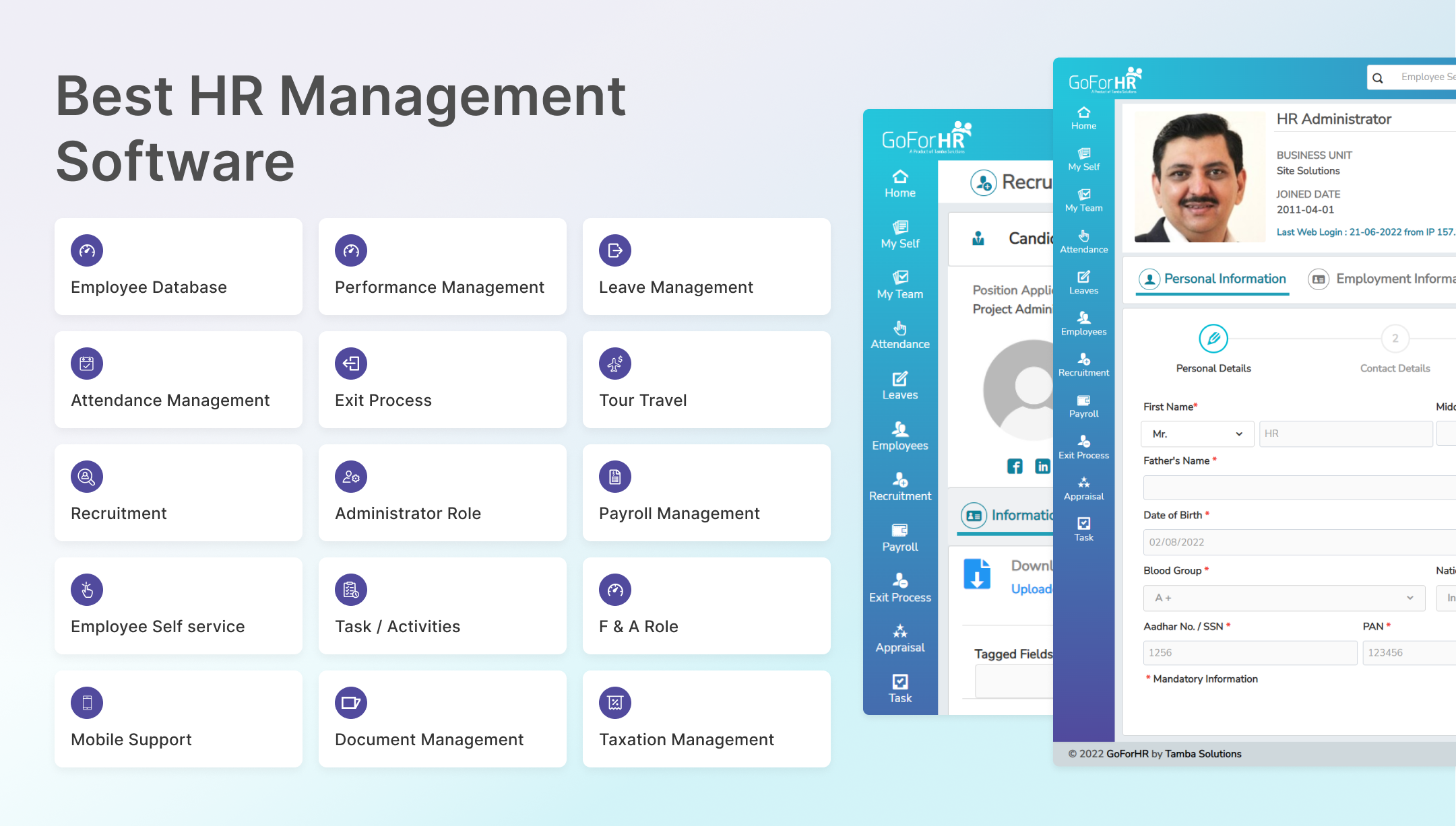 GoForHR screenshot: Emerging HRMS Solution, Module Based, Multiple Roles
