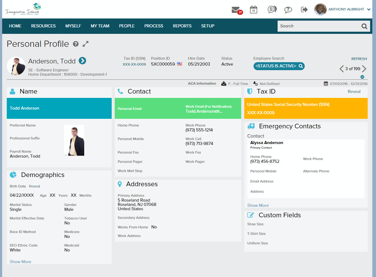 ADP Workforce Now Software - HR: Personal Profile