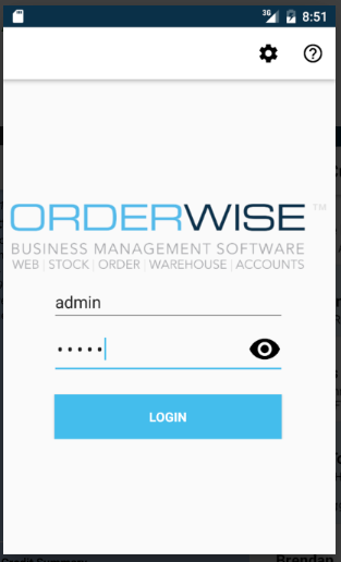 OrderWise login page