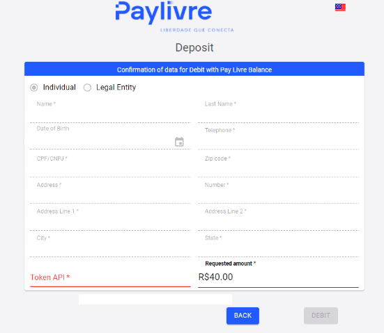 Paylivre Software - Paylivre deposit information