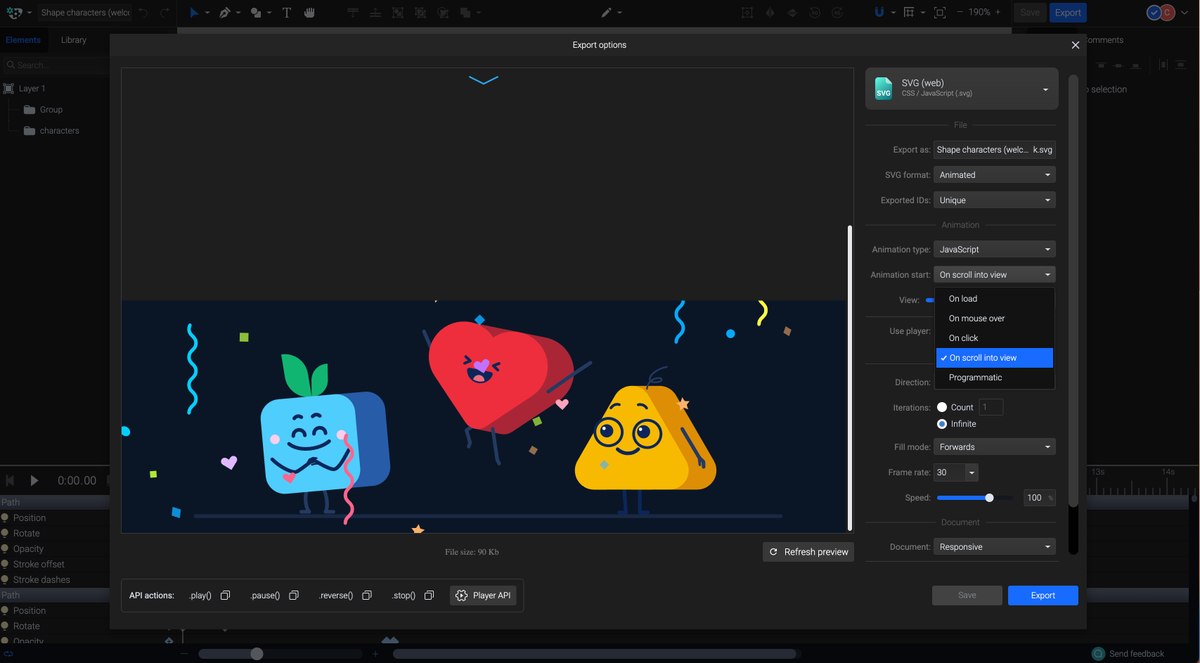 SVGator Software - You can add interactivity to your animations with triggers such as clicks, hovers, and scrolls, making your designs respond dynamically and uniquely engage users.