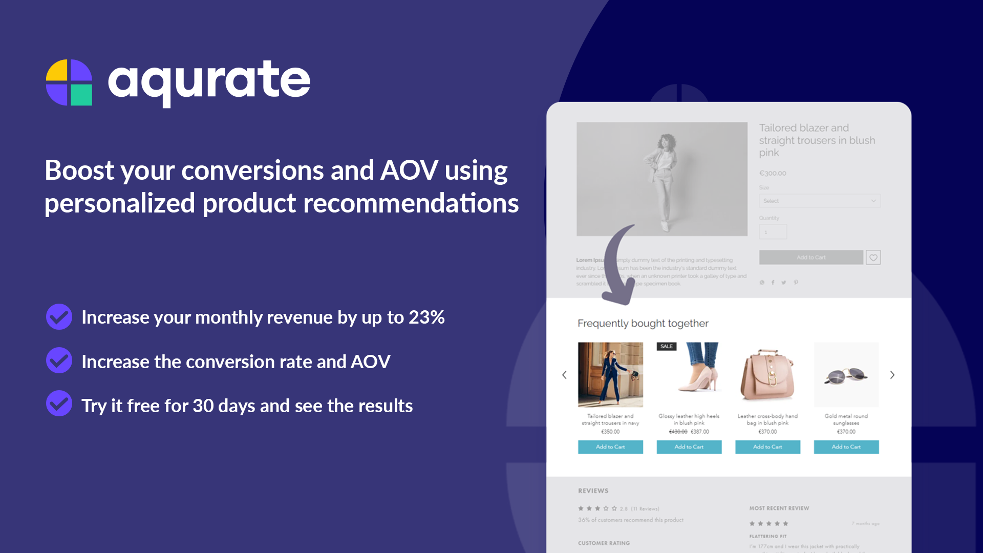 Aqurate screenshot: Aqurate AI-powered product recommendations