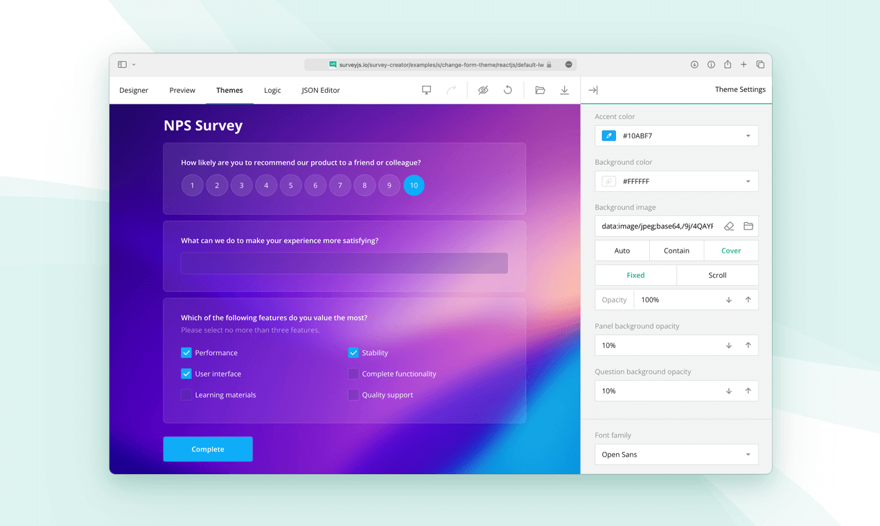 SurveyJS Logiciel - 3