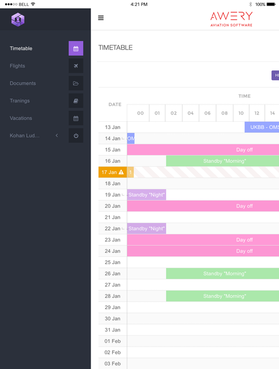 Awery ERP Software - Awery ERP mobile crew portal