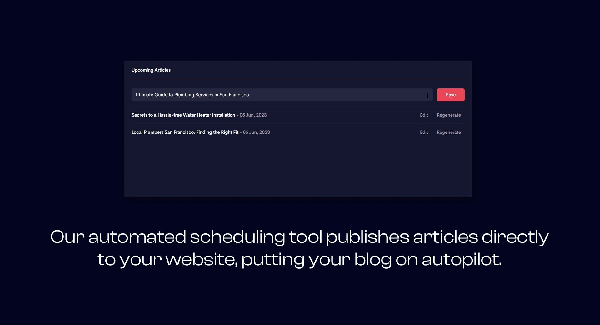 TechOctave Software - Our automated scheduling tool publishes articles directly to your website, putting your blog on autopilot.