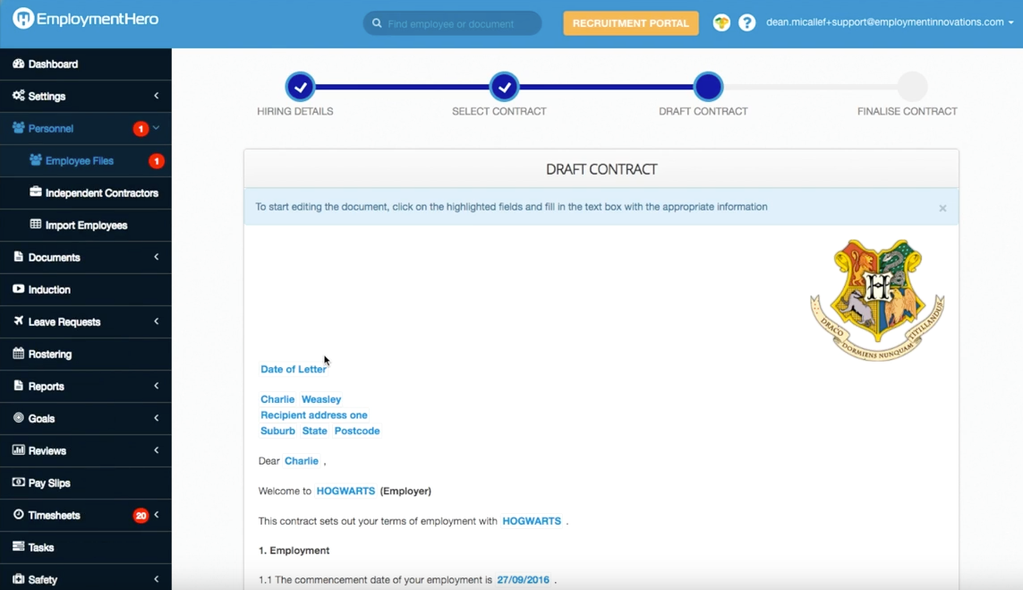 Create draft contracts easily