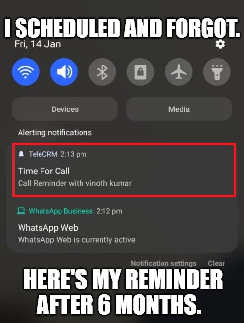 Call reminder feature