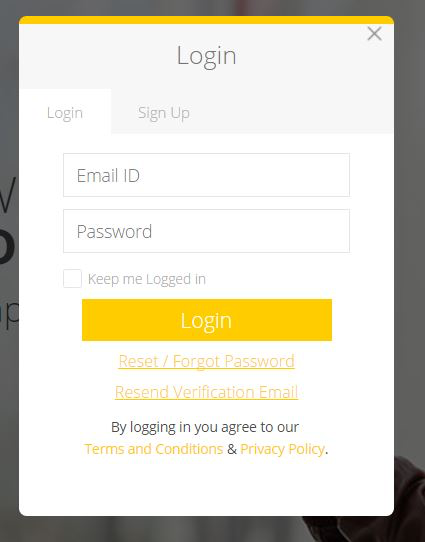 Instappy screenshot: User login page