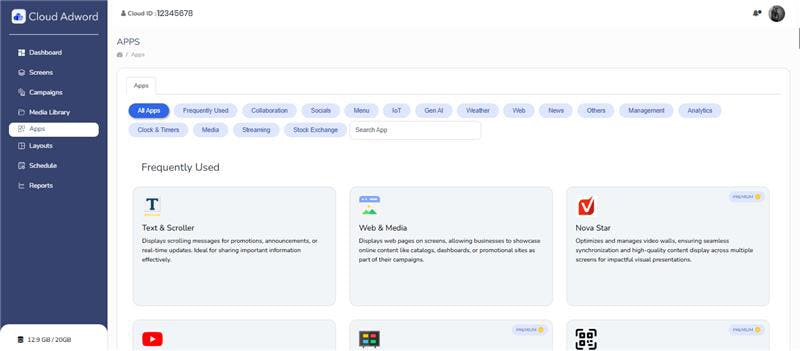 Cloud AdWord Software - Cloud Adword apps page