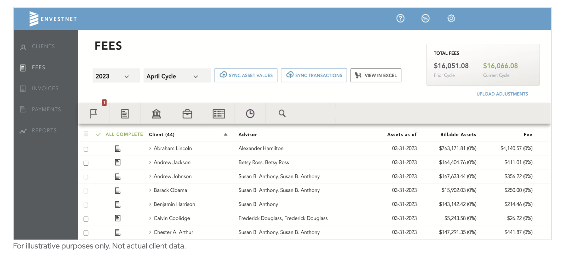 BillFin screenshot: BillFin manage fees