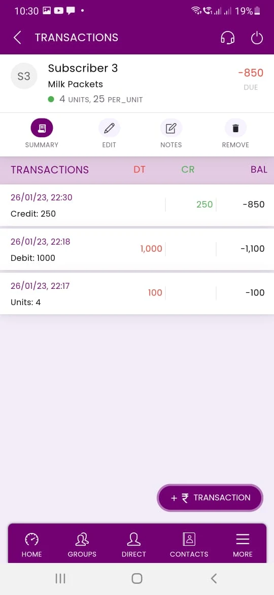 OneKhata screenshot: OneKhata view transactions