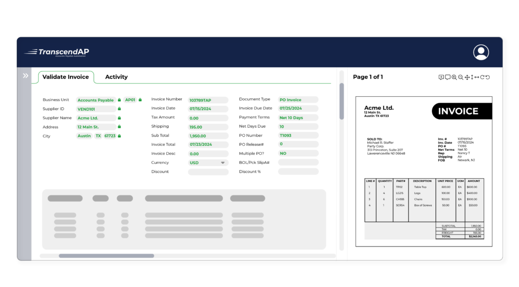 TranscendAP screenshot: TranscendAP dashboard
