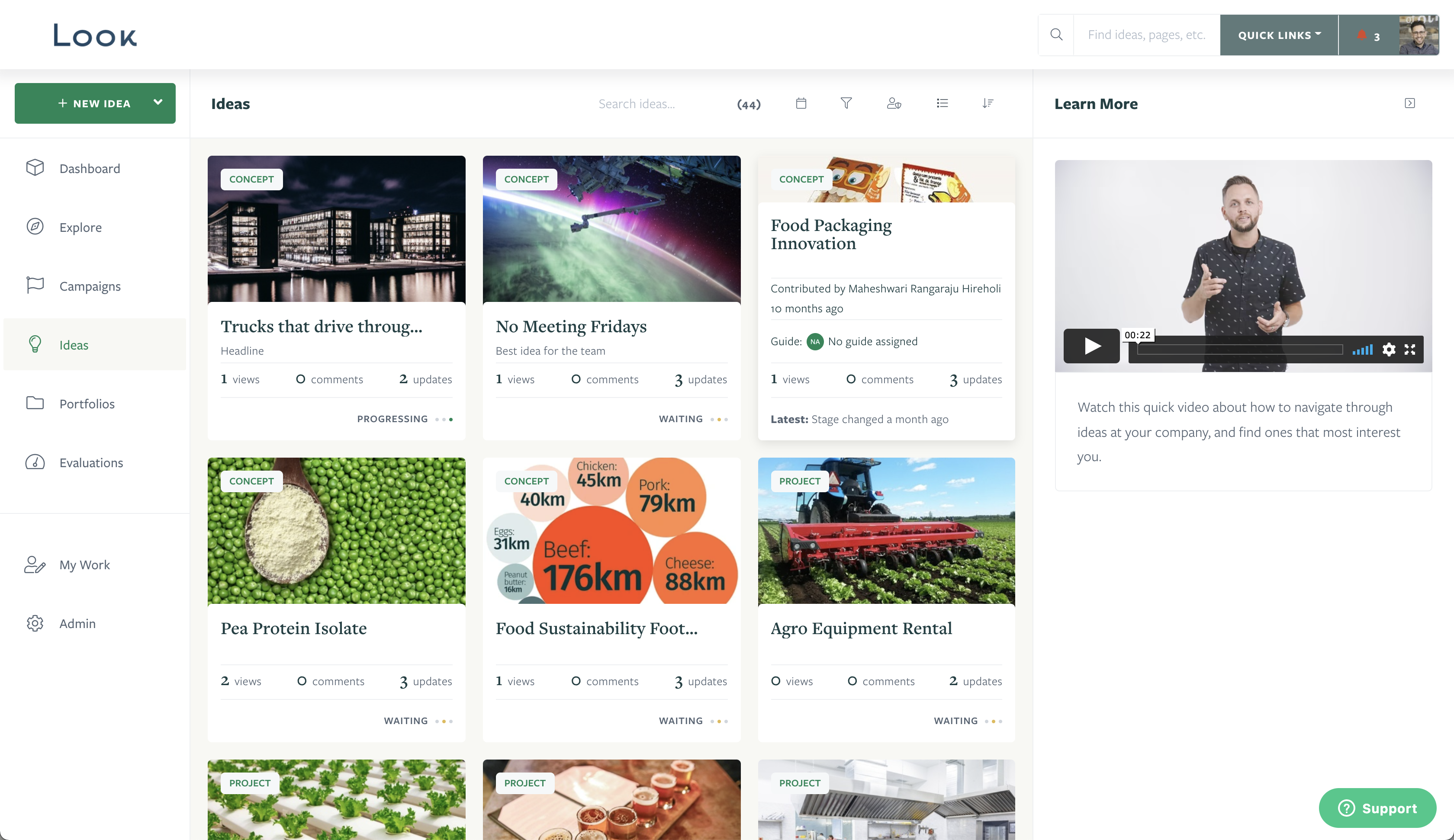 Forest screenshot: All Ideas, Card View
