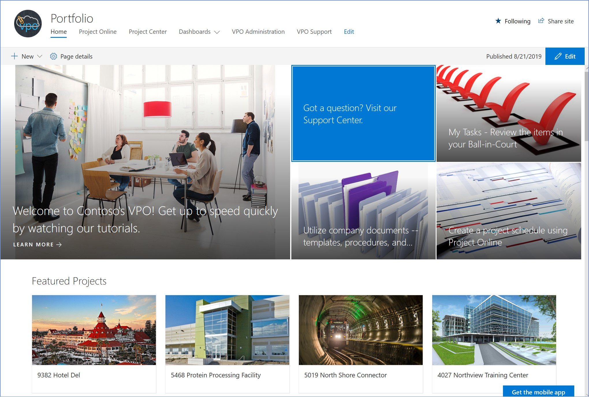 VPO screenshot: Portfolio Home Screen