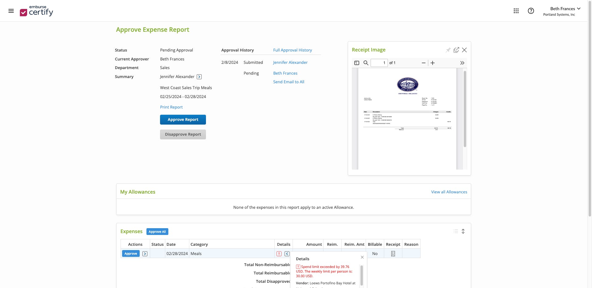 Emburse Expense Professional (formerly Certify Expense) Software - Emburse Professional instantly flags out-of-policy expense reports and automatically enforces compliance with built-in policy controls.